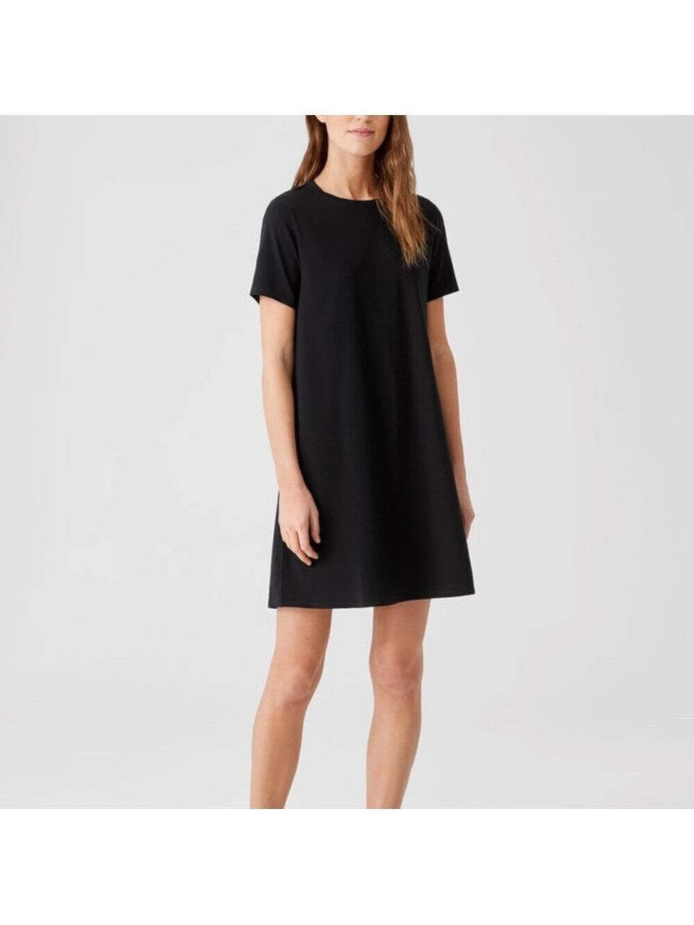 Eileen Fisher Traceable Cotton Jersey Crew Neck Mini Dress XS